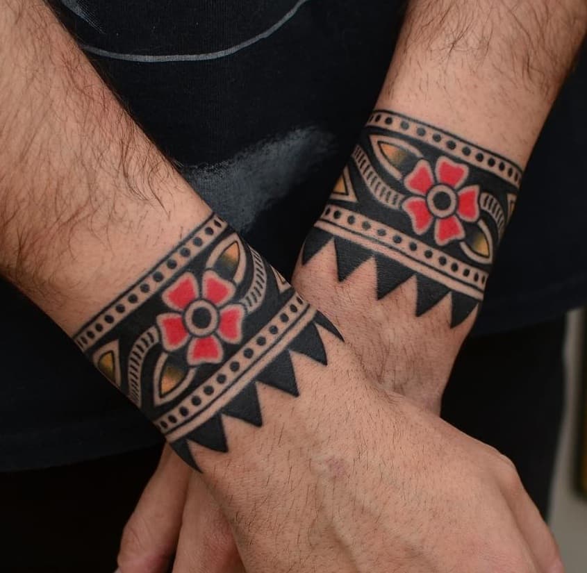 Traditional Flower Wrist Tattoo