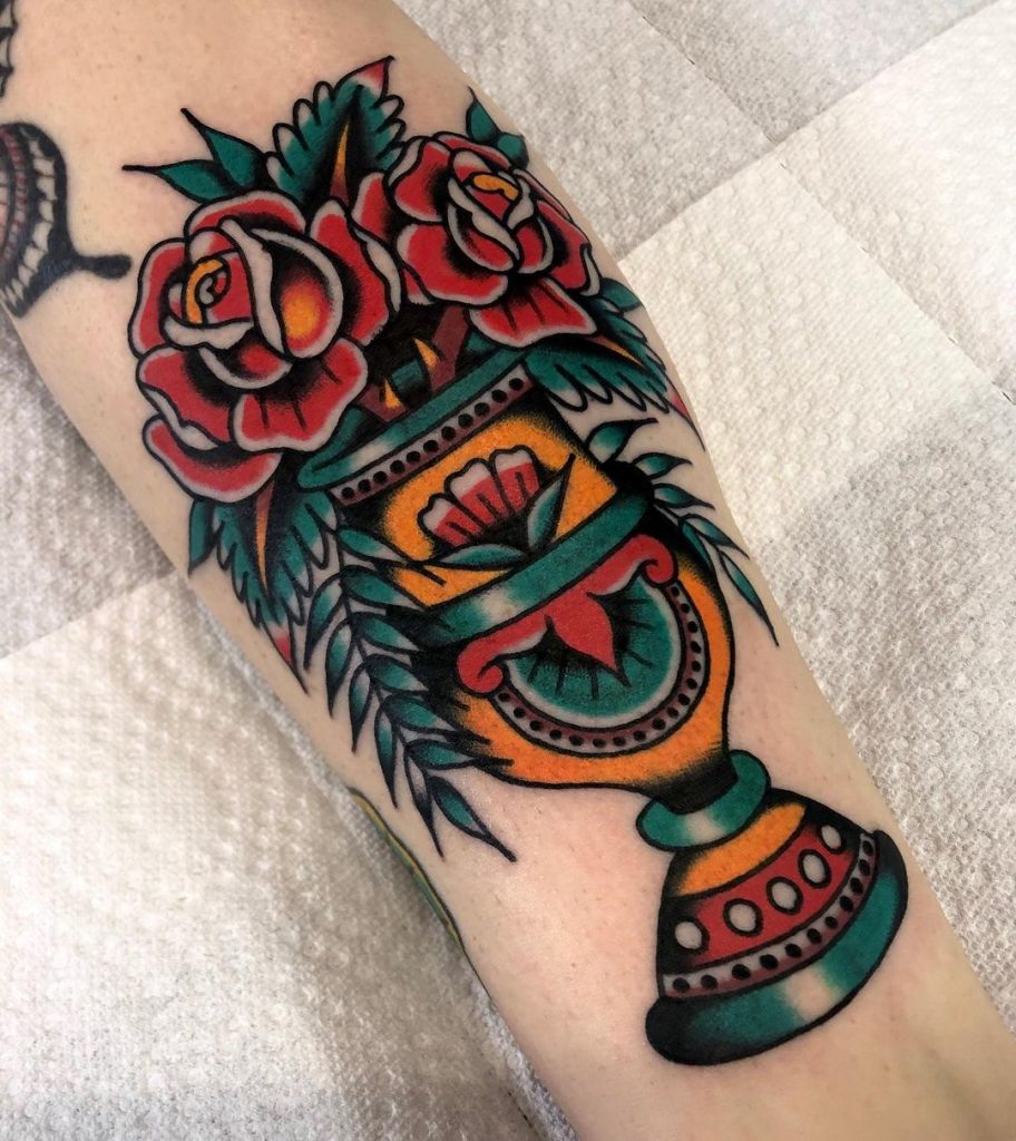 Traditional Red Rose Tattoo
