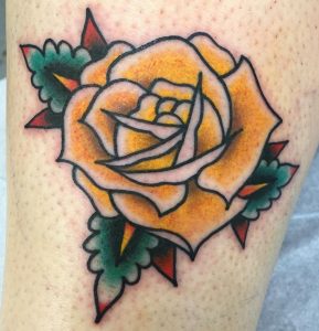 Traditional Yellow Rose Tattoo