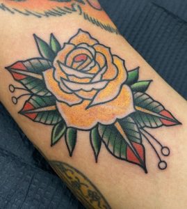 Traditional Yellow Rose Tattoo