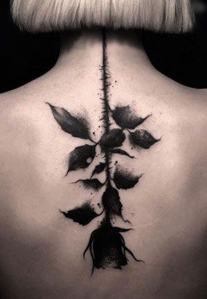 Watercolor Black Rose Tattoo
