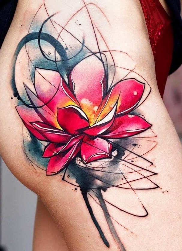 Watercolor Lotus Tattoo