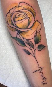Watercolor Yellow Rose Tattoo