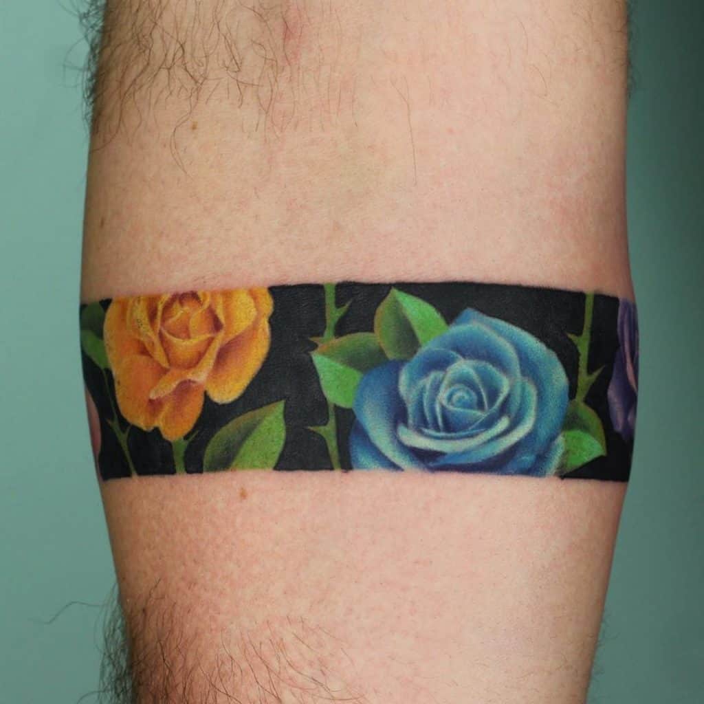 Yellow Rose and Blue Rose Tattoo