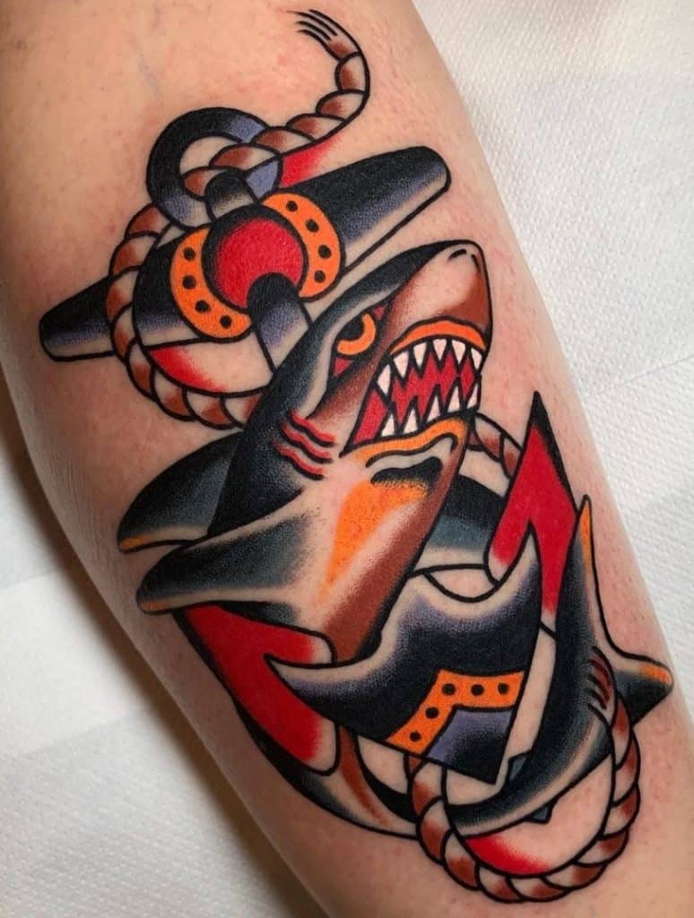 American Traditional Shark Tattoo 