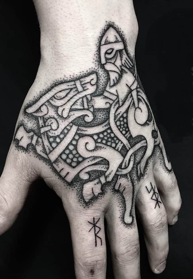Fenrir Hand Tattoo