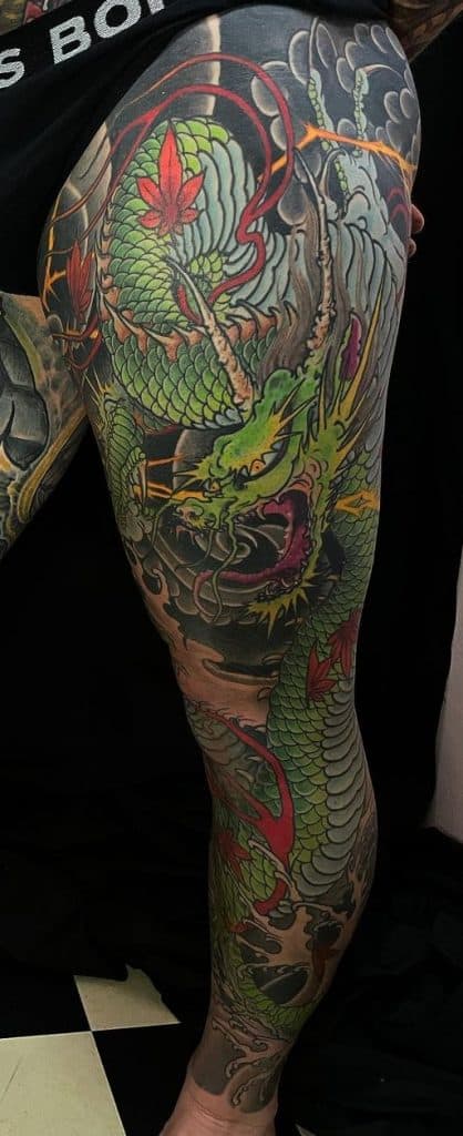Japanese Dragon Leg Tattoo