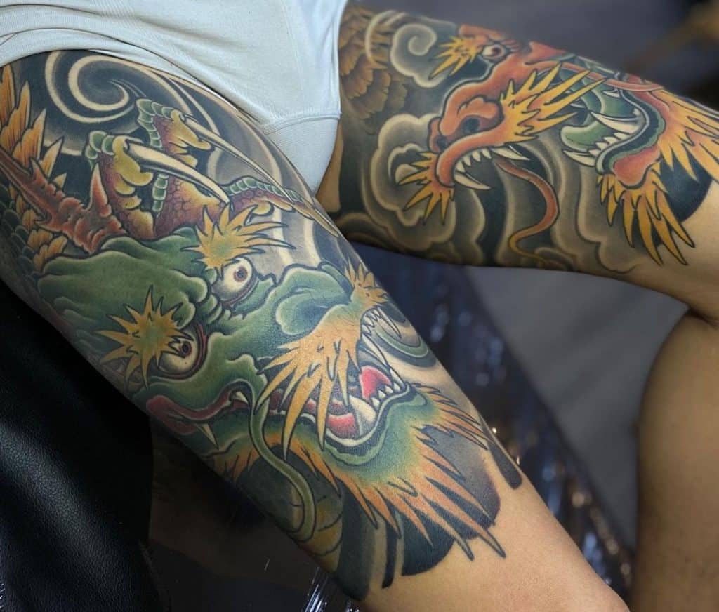 Japanese Dragon Leg Tattoo