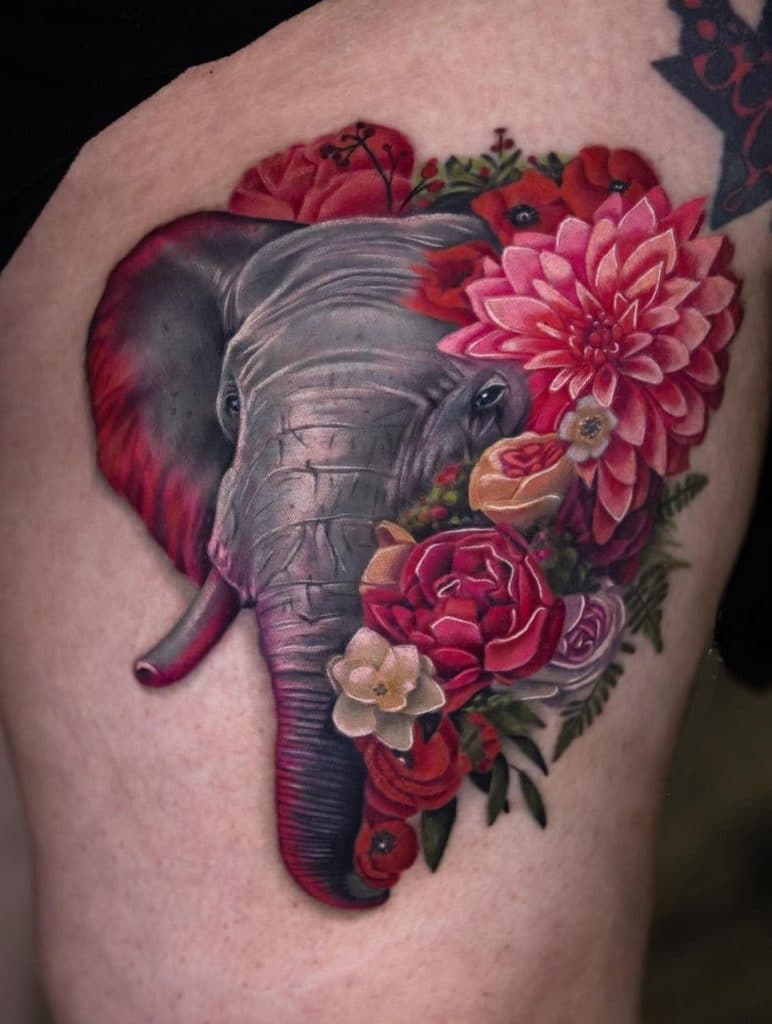 Animal and Flower Tattoo