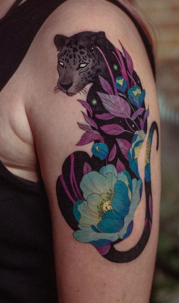 Animal and Flower Tattoo