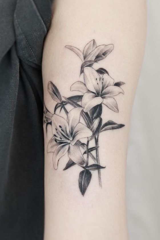 Black and Grey Flower Tattoo