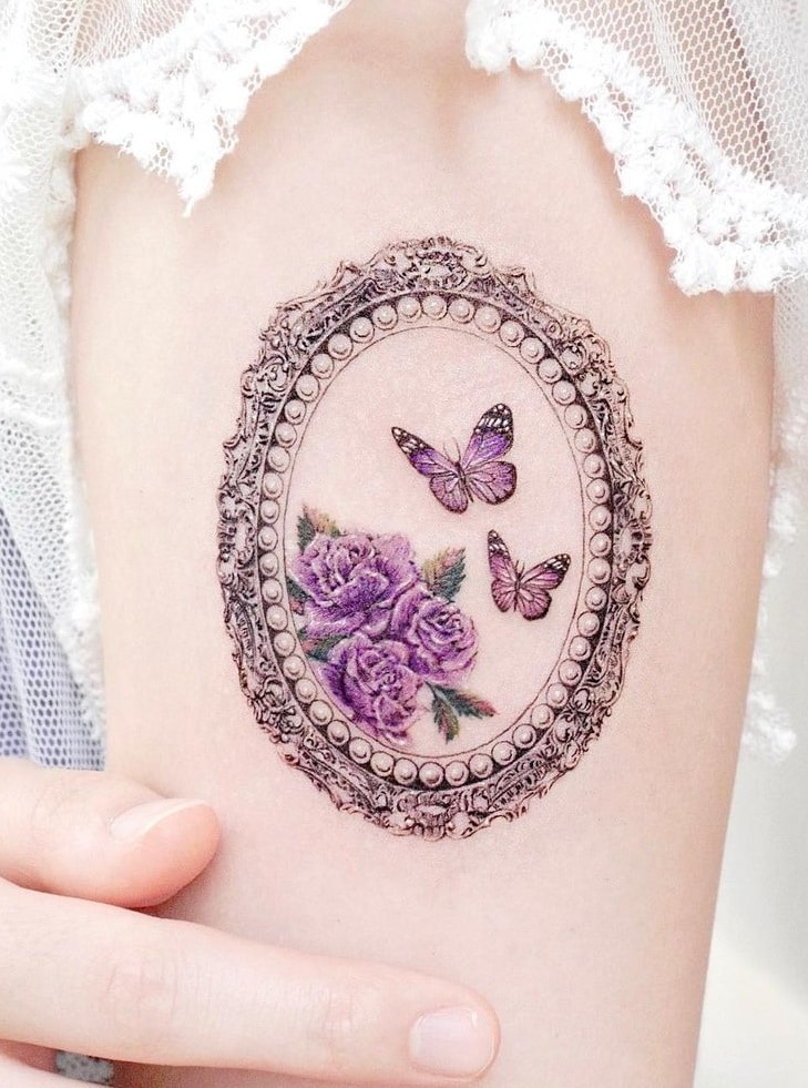 Butterfly and Flower Tattoo