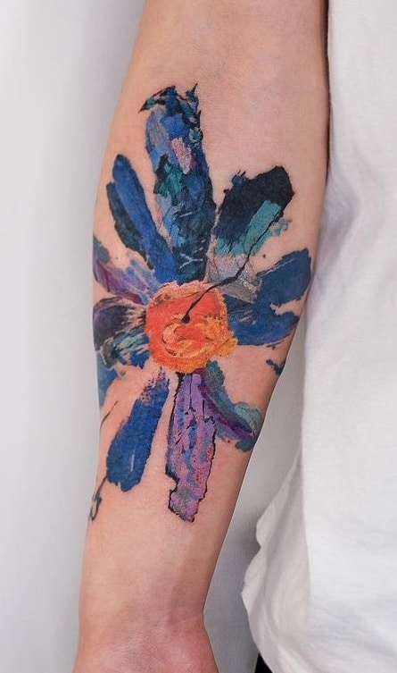Crayon Flower Tattoo