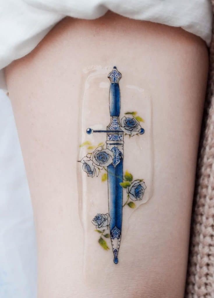Floral Sword Tattoo