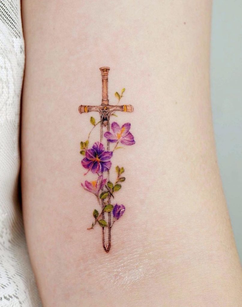 Floral Sword Tattoo