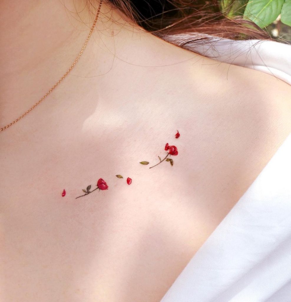 Flower Collarbone Tattoo