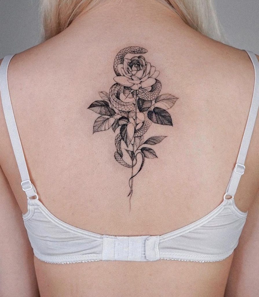 Flower Spine Tattoo