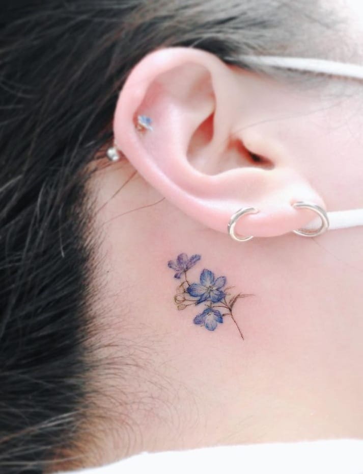 Flower Tattoo behind the Ear