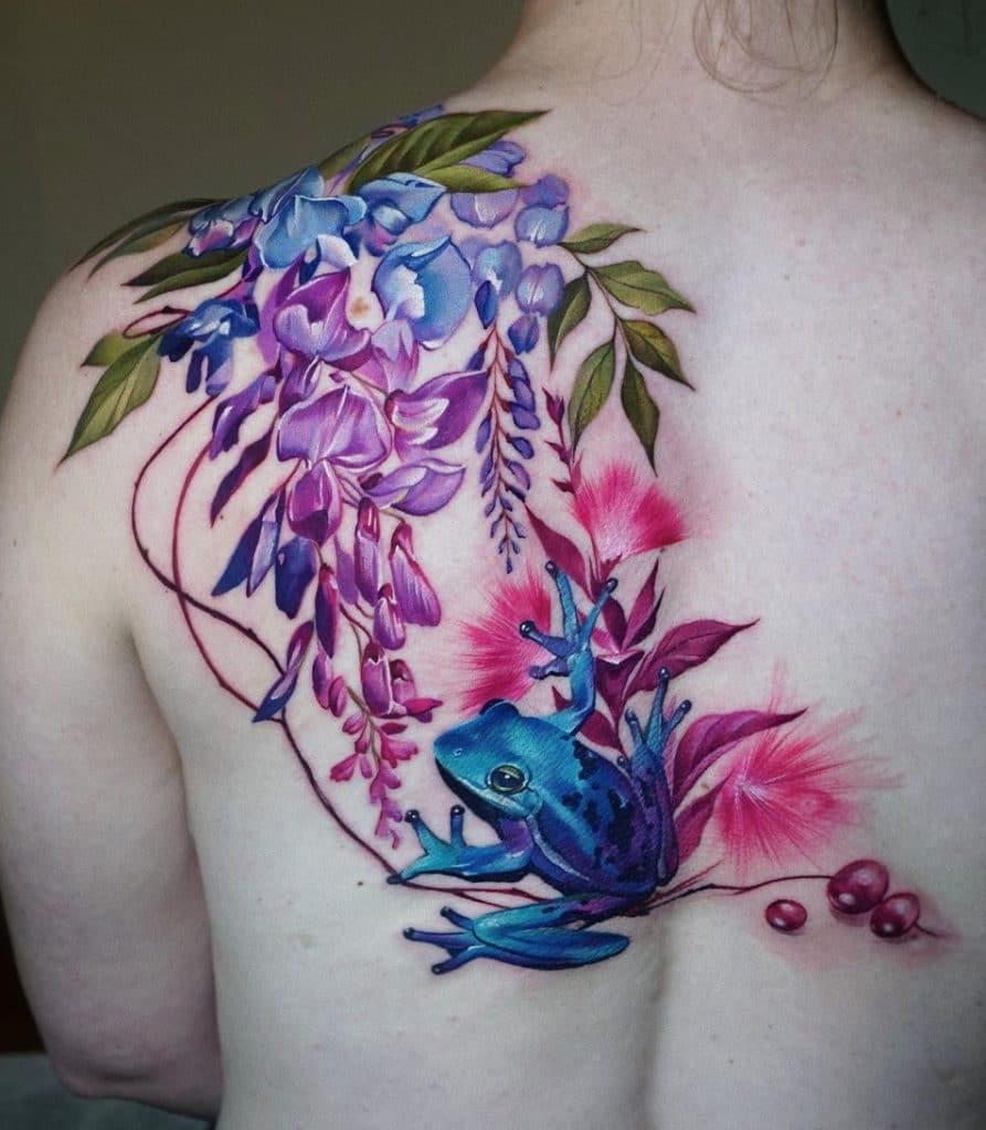 Flower Tattoo on Shoulder Blade