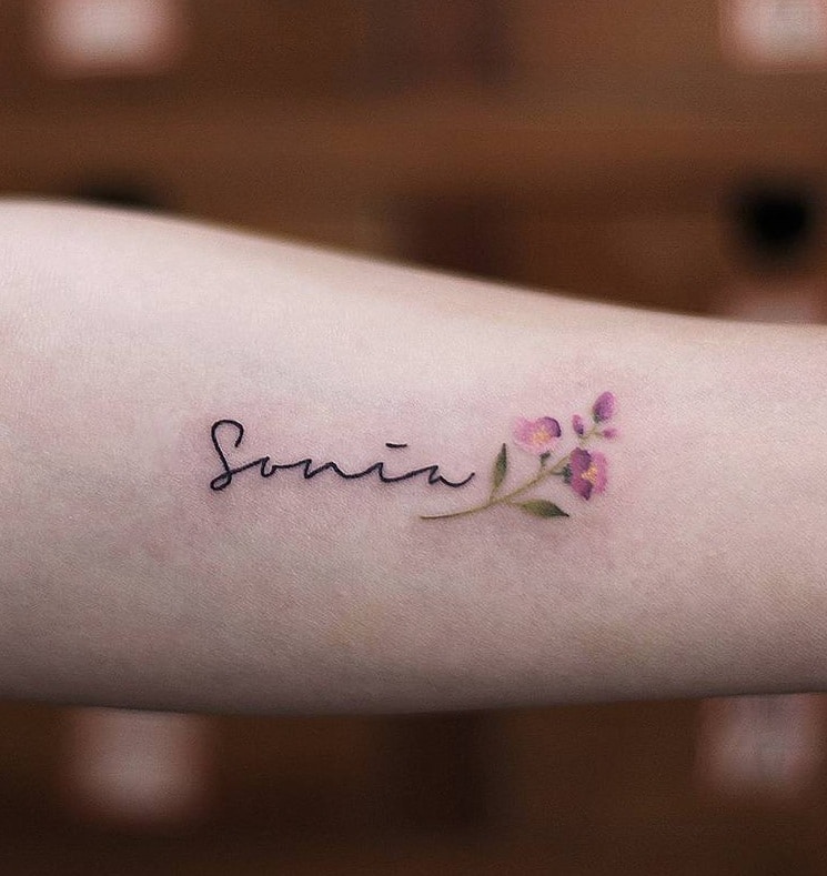 Flower Tattoo with Name