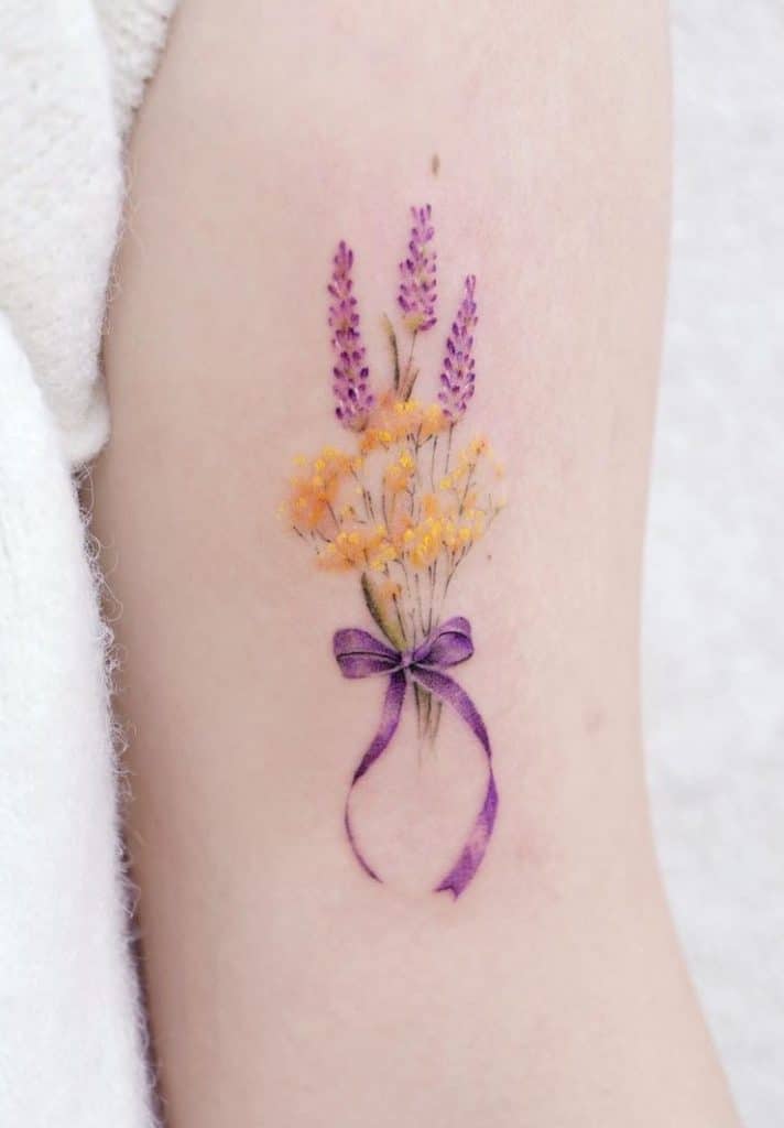 Flower with Ribbon Tattoo
