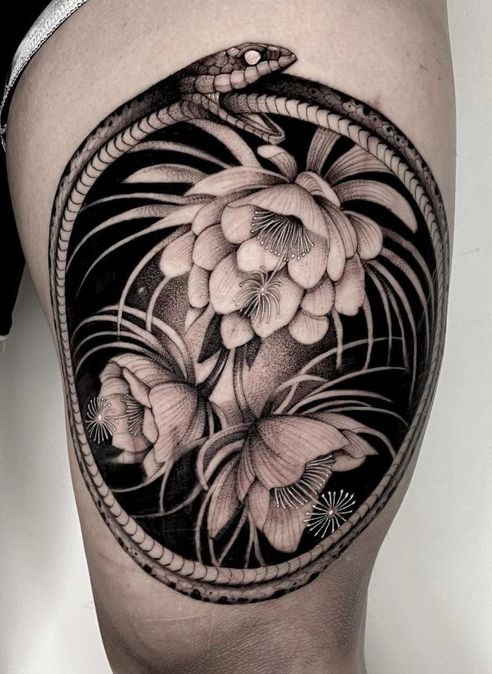 Negative Space Flower Tattoo