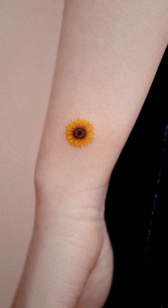 Small Sunflower Tattoo on Wrist