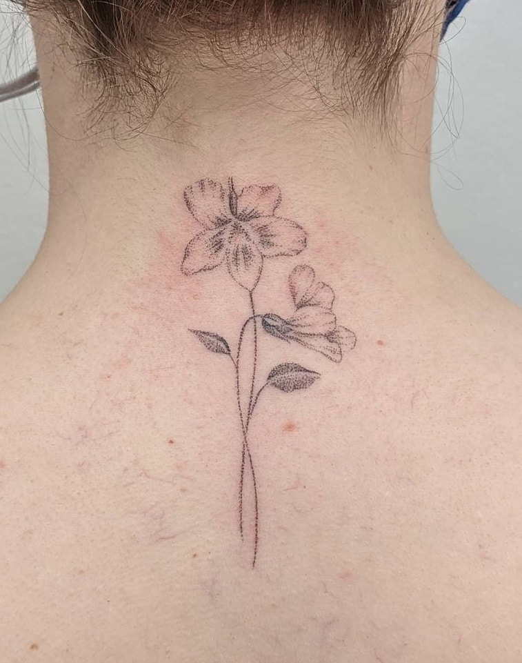 Stick and Poke Flower Tattoo