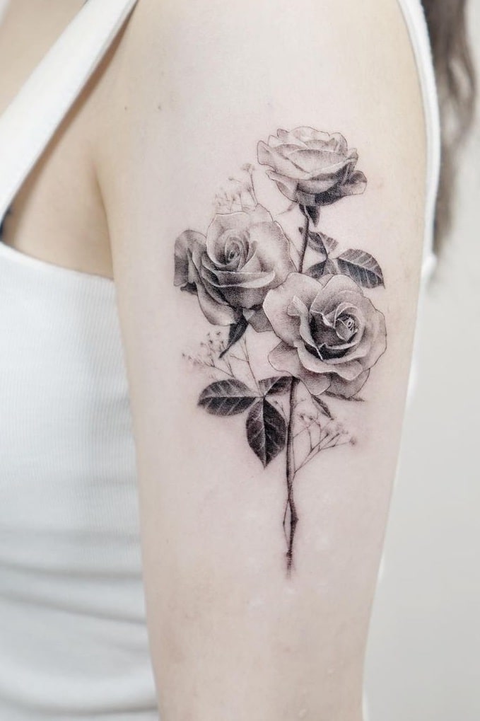 Upper Arm Flower Tattoo