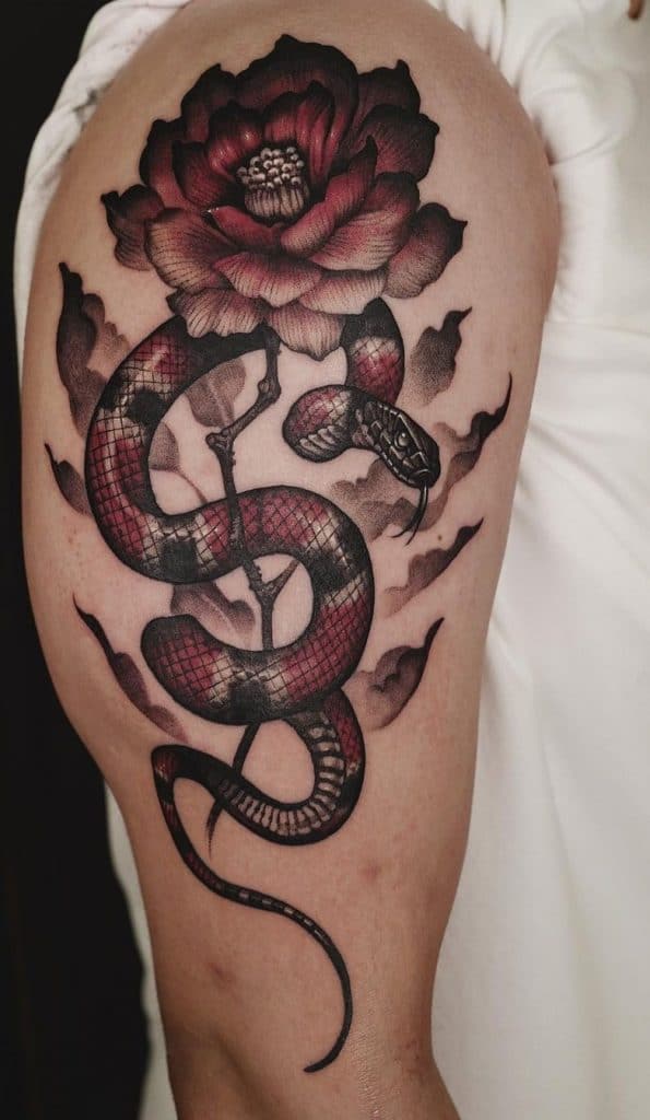 Upper Arm Flower Tattoo