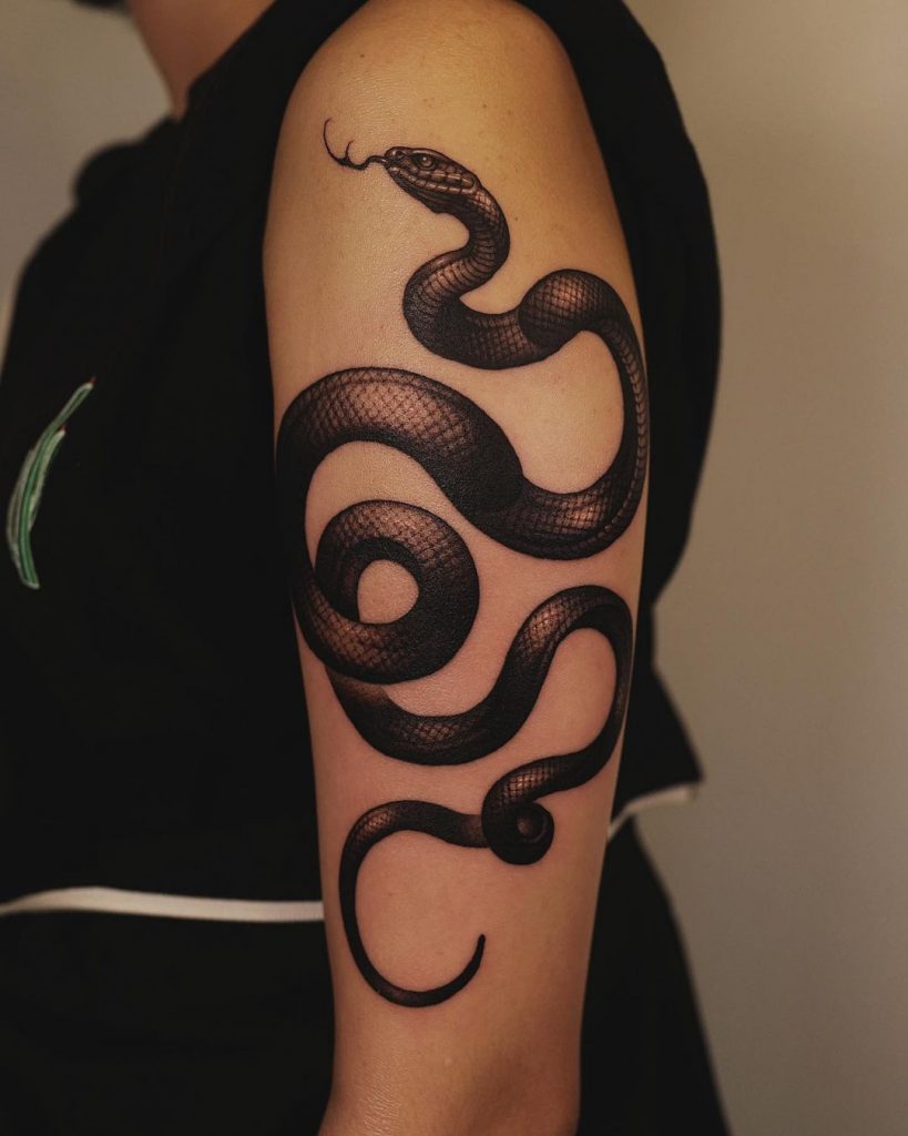 Black and Grey Snake Tattoo