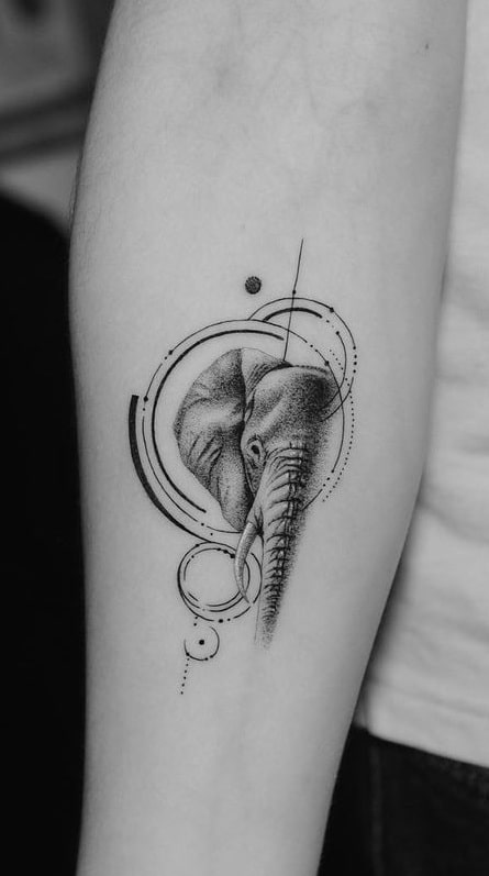 Graphic Elephant Head Tattoo 
