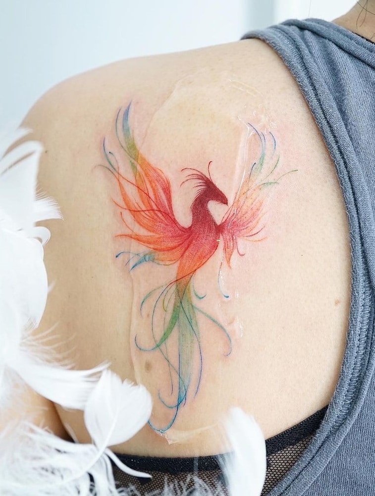 Phoenix Shoulder Blade Tattoo