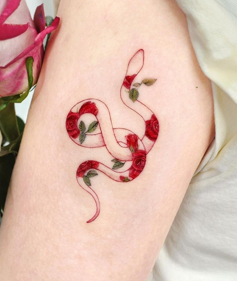 Roses with Snake Tattoo