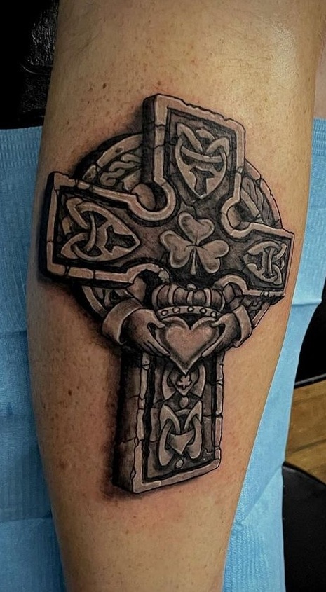 Shamrock Celtic Cross Tattoo