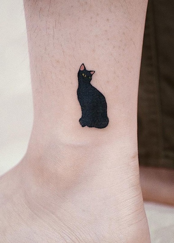 Small Black Cat Tattoo