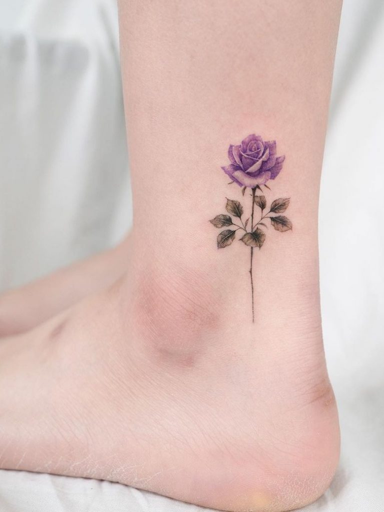 Small Rose Ankle Tattoo