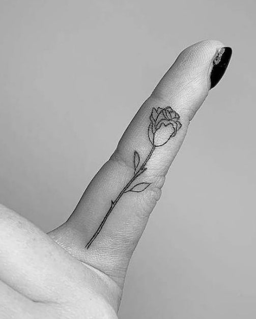 Small Rose Tattoo on Finger