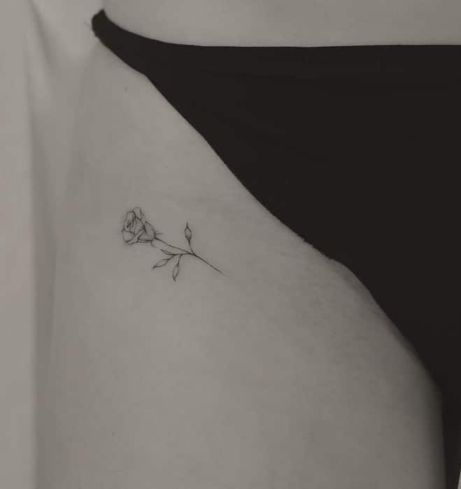 Small Rose Tattoo on Hip