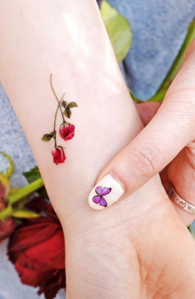 Small Rose Wrist Tattoo