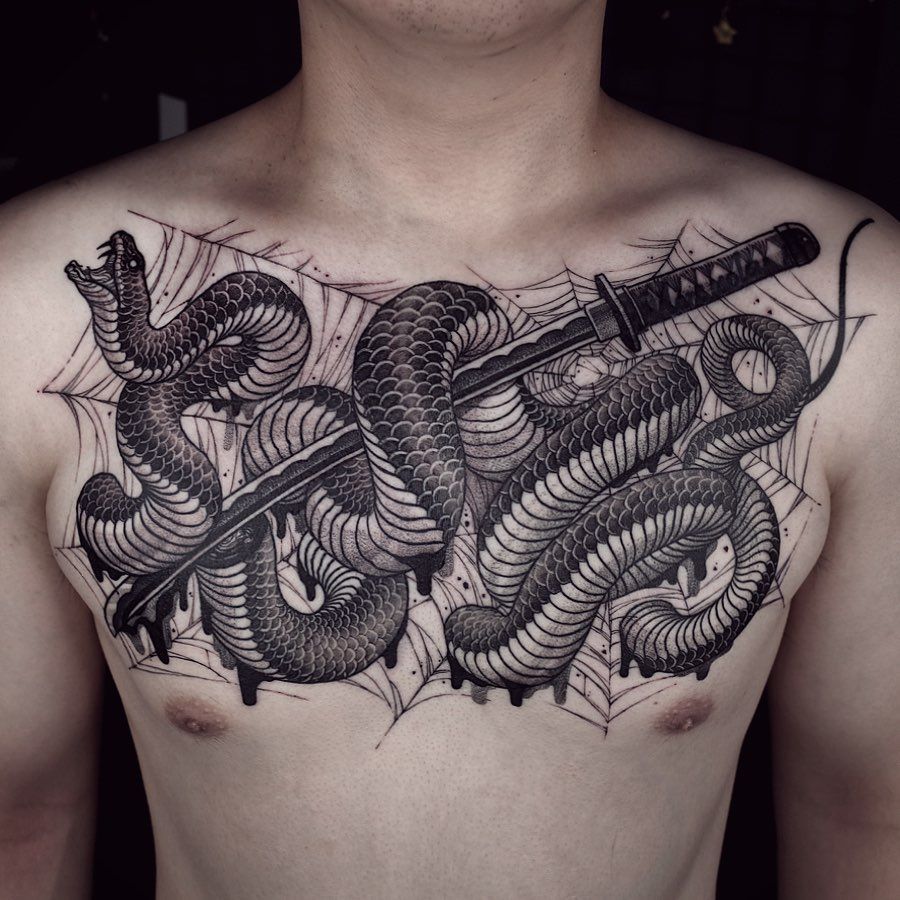 Snake Chest Tattoo