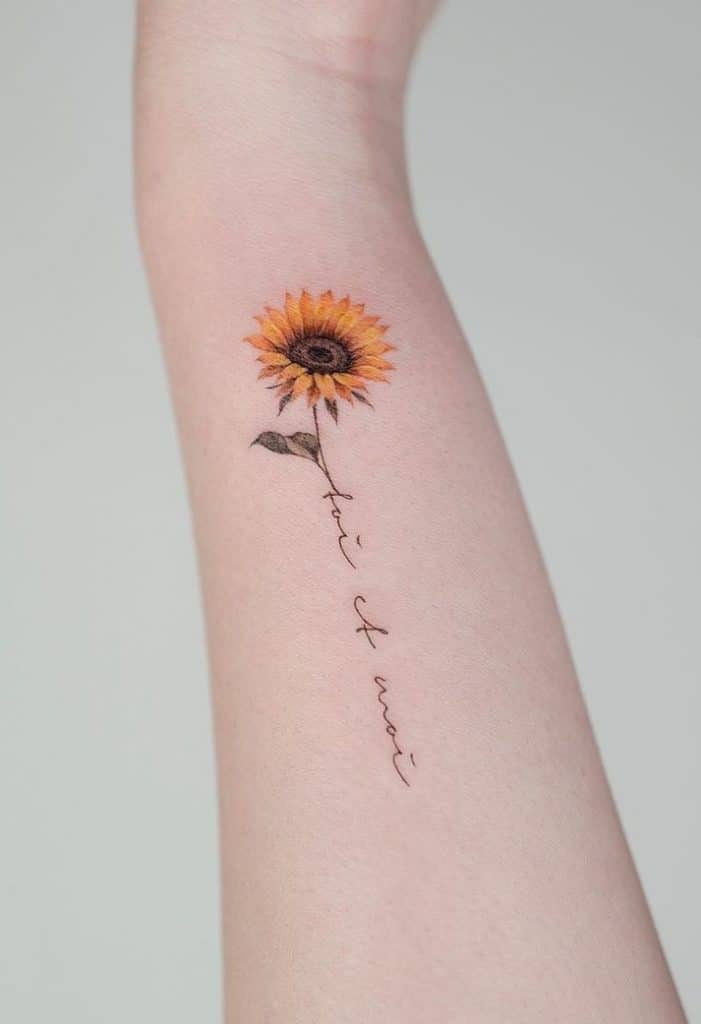 Sunflower Tattoo with Words