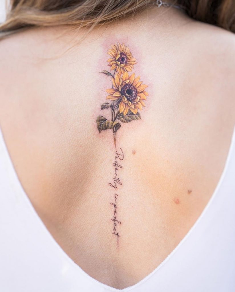 Sunflower Tattoo with Words