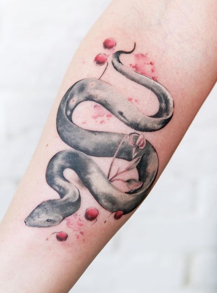 Watercolor Snake Tattoo