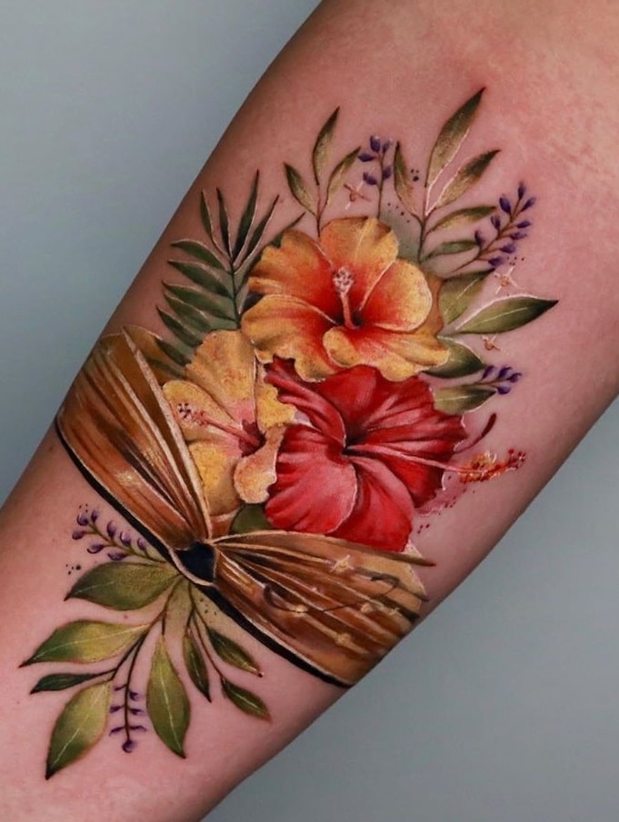 Yellow Hibiscus Tattoo