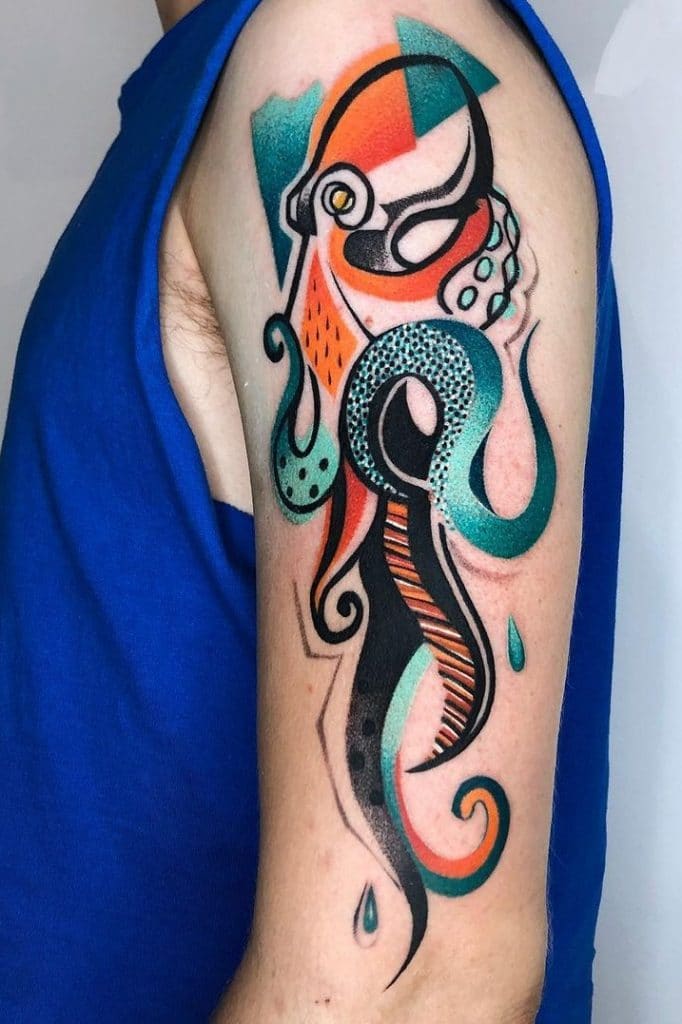 Abstract Octopus Tattoo