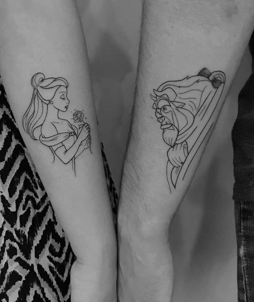 Beauty and the Beast Tattoos for Couples