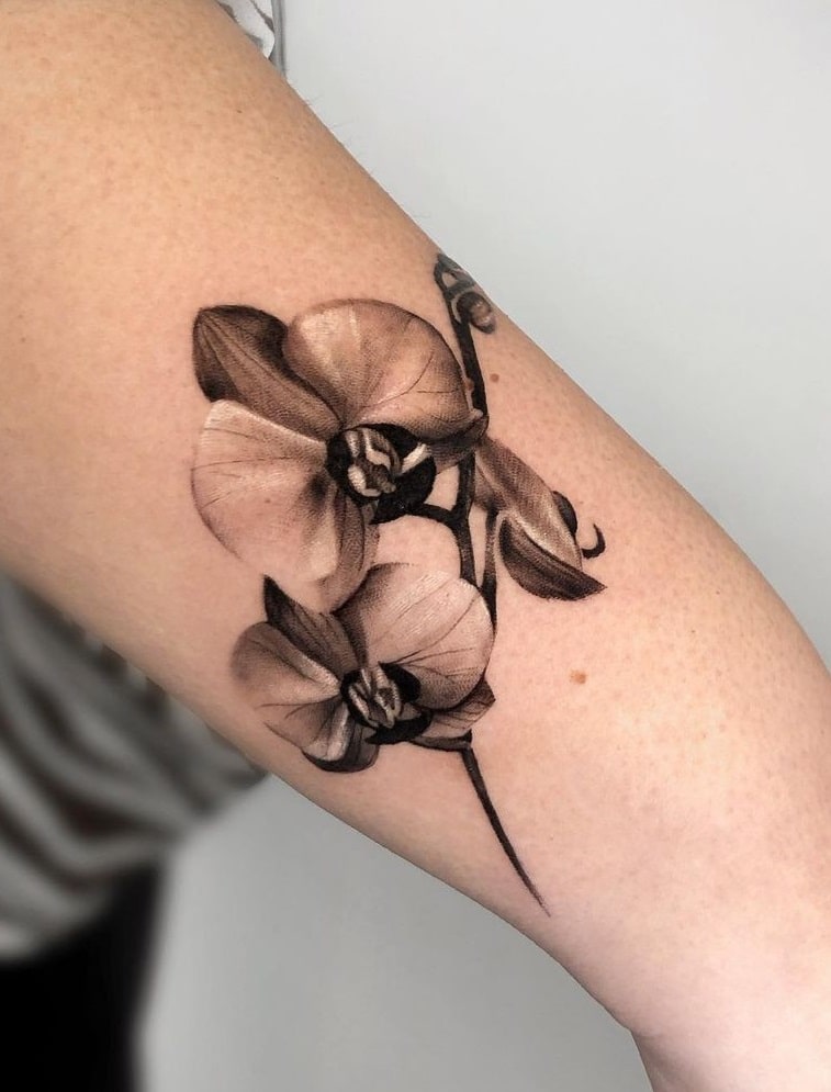 Black and Grey Orchid Tattoo