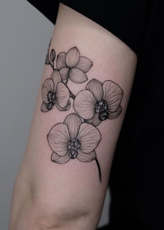 Black and Grey Orchid Tattoo