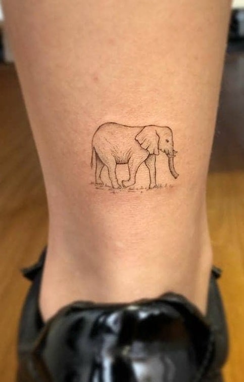 Elephant Tattoo on Ankle